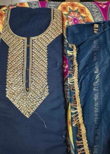 Blue Dress Material with Border