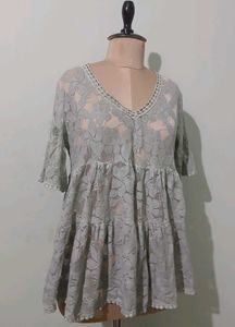 Boho Lace Tiered Tunic Top