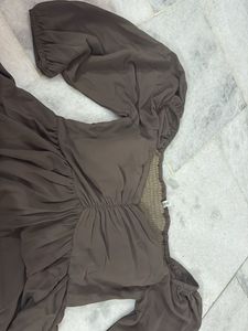 Flowy Brown Long Sleeve Dress