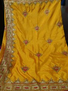 Vibrant Yellow Embroidered Saree