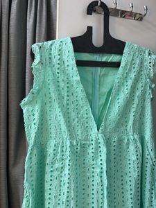 Eyelet V-Neck Mini Dress