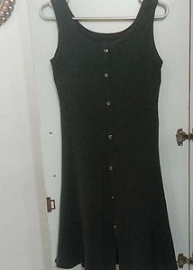 Sleeveless Button-Front Midi A line Dress