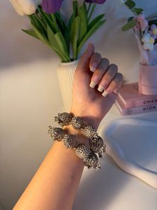 Elegant Silver Tone Jhumka Bangles