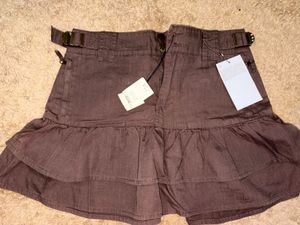 Brown Ruffled Mini Skirt