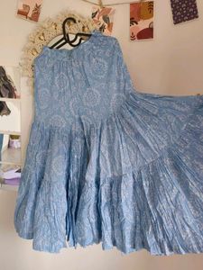 Blue Printed Sharara Set