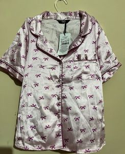 🎀Pink Bow Print Pajama Top (M size)
