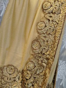 Elegant Golden Embroidered Saree