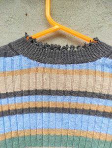 Striped Ribbed Cropped Sweater