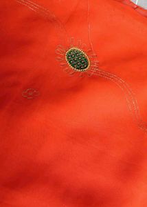 royal rajputi old time .Orange Embroidered Saree