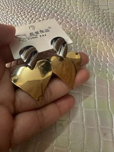 Golden silver Heart Drop Earrings