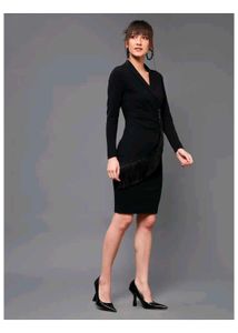 Chic Black Fringed Midi Dress