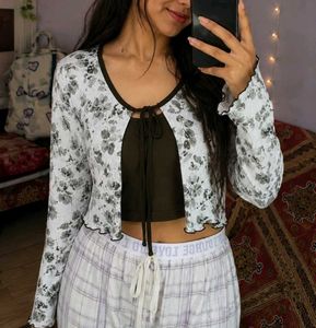 Floral Print Shrug with Tank Top
