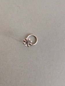 Oxidised Silver Flower Nose Pin