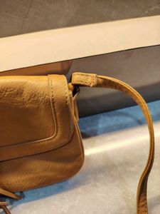 Tan Leather Crossbody Bag with Tassel
