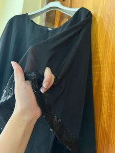 Elegant Black Sequin Overlay Dress