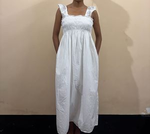 White Smocked Maxi Dress