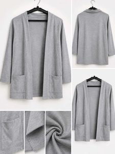 Grey Open Front Cardigan Jacket