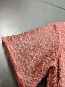 Elegant Peach Kurta with Unique Neckline