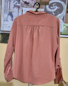 Roadster Peach Solid Casual Shirt