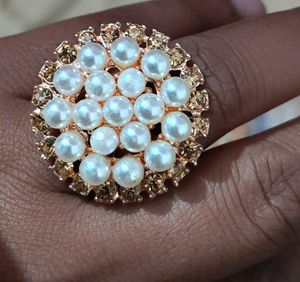 Statement Rings - Pearl &amp; White Stone