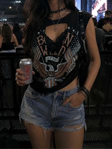 Edgy Graphic Cut-Out Top