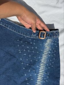 Denim Skirt with Unique Stitching