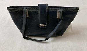 Navy Blue Leather Handbag