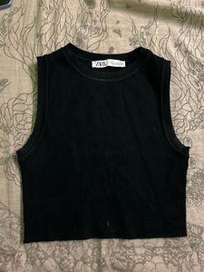 Zara Black Sleeveless Knit Top