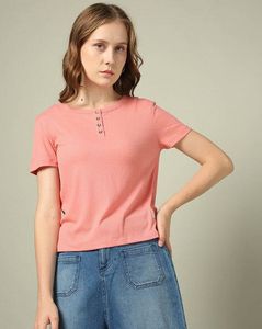 Ribbed  Salmon Top with "Have a Beautiful Day" Tag