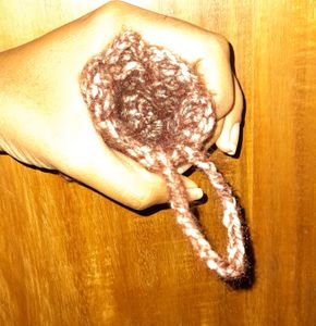 Crochet Small Teddy Bear Pouch [Brown - White]