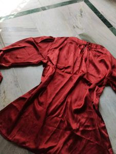 Elegant Rust Satin Blouse