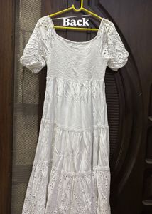 White Eyelet Midi Dress.SIZE-30-36.