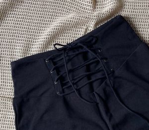 Lace-Up High-Waisted Black Shorts