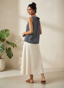 H&amp;M Women Navy Blue Printed Tie-Up Top
