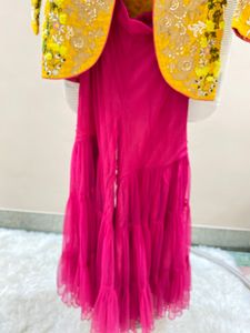 Embroidered Yellow Jacket blouse and sharara