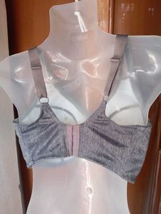 Comfortable Grey Bra - Front &amp; Back View