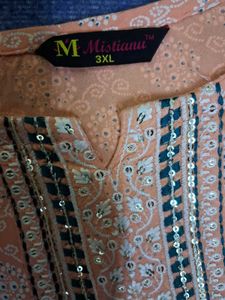 Women's Peach Printed Kurta Set with Dupatta