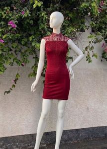 Stunning Lace Detail Red Dress