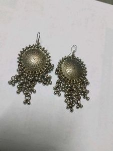 Boho Silver Jhumka Earrings