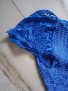 Blue Textured Mini Dress