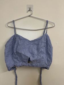 Blue Striped Crop Top