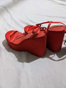 Zara Chunky Platforms with satin strap,Size 38