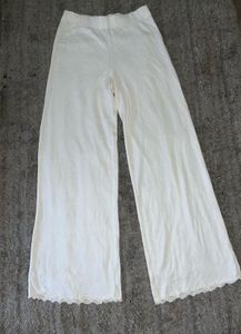 H&amp;M Sheer Lounge Set – White Long Sleeve Top &amp; Wid