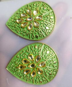 Pista Colour Kundan Earrings