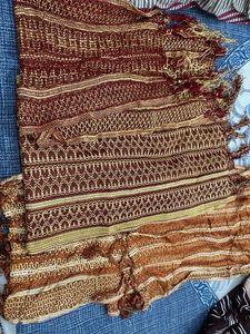 Embroidered Brown & Gold Dupatta set of 3