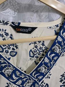 Asthetic Kurti with blue and cream colour