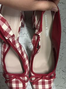 Red Gingham Casual heels
