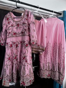 pink lehnga frock dress