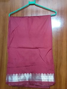 Elegant Maroon Saree with Silver Border