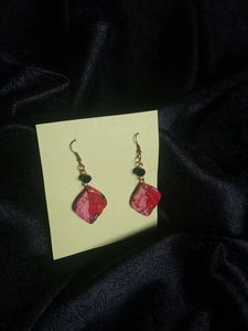 Handmade Pink &amp; Red Dangle Earrings